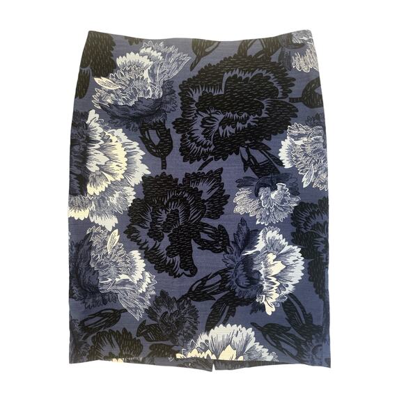 Ann Taylor Factory Womens Blue Floral Straight Skirt Size 00P - Picture 1 of 8